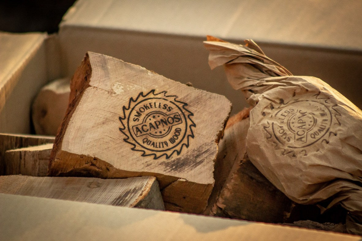 9 kg Acapnos® Premiumbrennholz getrommelt für Feuerschalen, Grills und Kaminöfen, 5cm Buchenscheite inkl. Öko-Grillanzünder