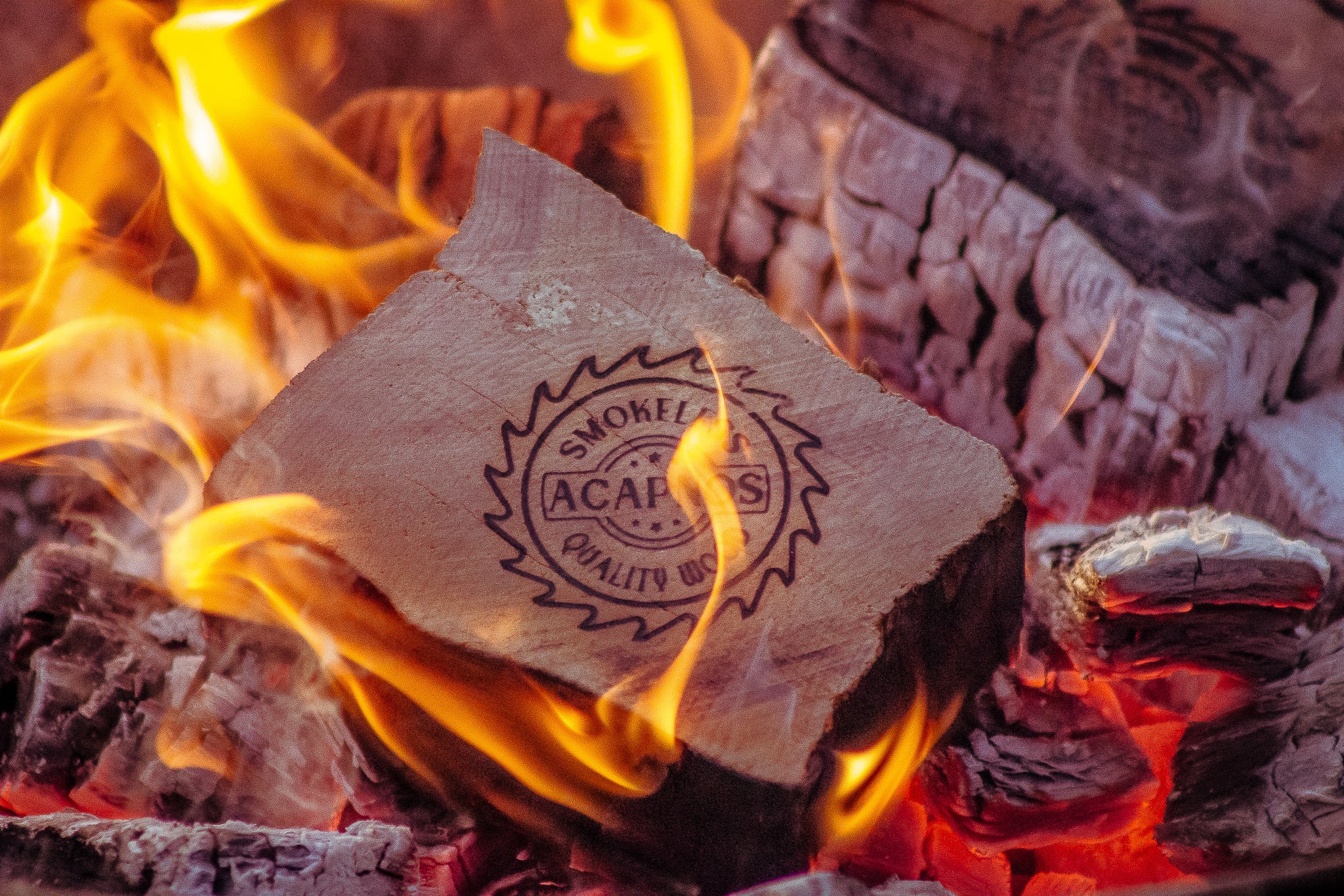 75 kg (3x 25 kg) Acapnos® Premiumbrennholz getrommelt für Feuerschalen, Grills und Kaminöfen, 5cm Buchenscheite inkl. Öko-Grillanzünder